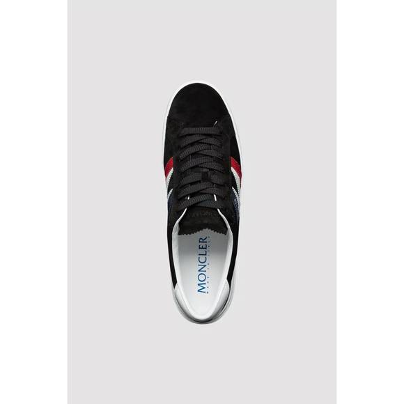 NEW MONCLER men's monaco leather logo sneakers - m in black - Picture 3 of 3